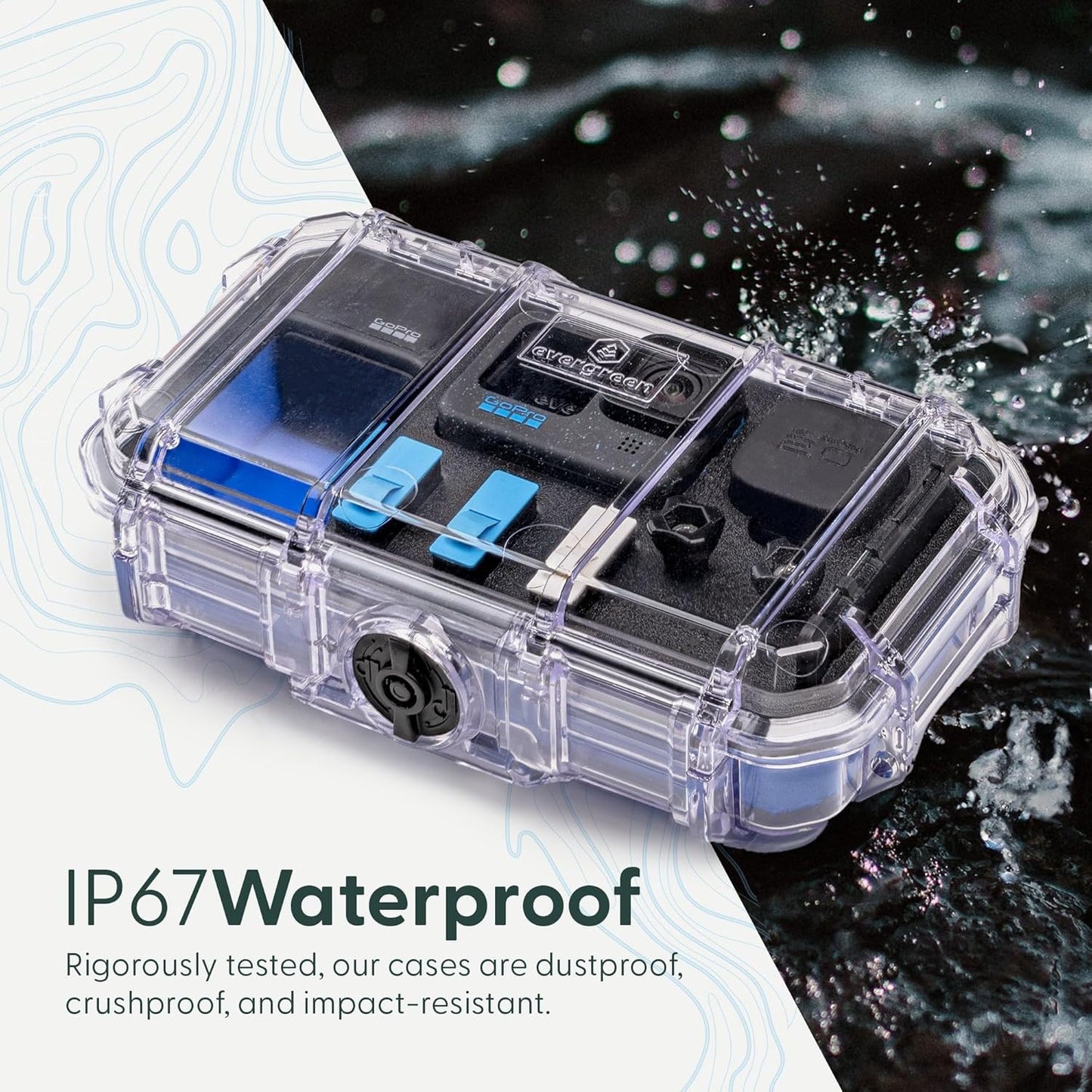 Evergreen ToughBox - Protective Case for GoPro | Compatible with GoPro Hero 9, 10, 11, 12 | Waterproof, Shockproof, Dustproof | Pre-Cut Battery Insert, Max Lens Mod, Bonus SD Card Holder (Black)