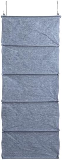 Household Essentials Hanging Cotton Blend and Plastic Closet Shoe Organizer with 10 Storage Compartments, Denim