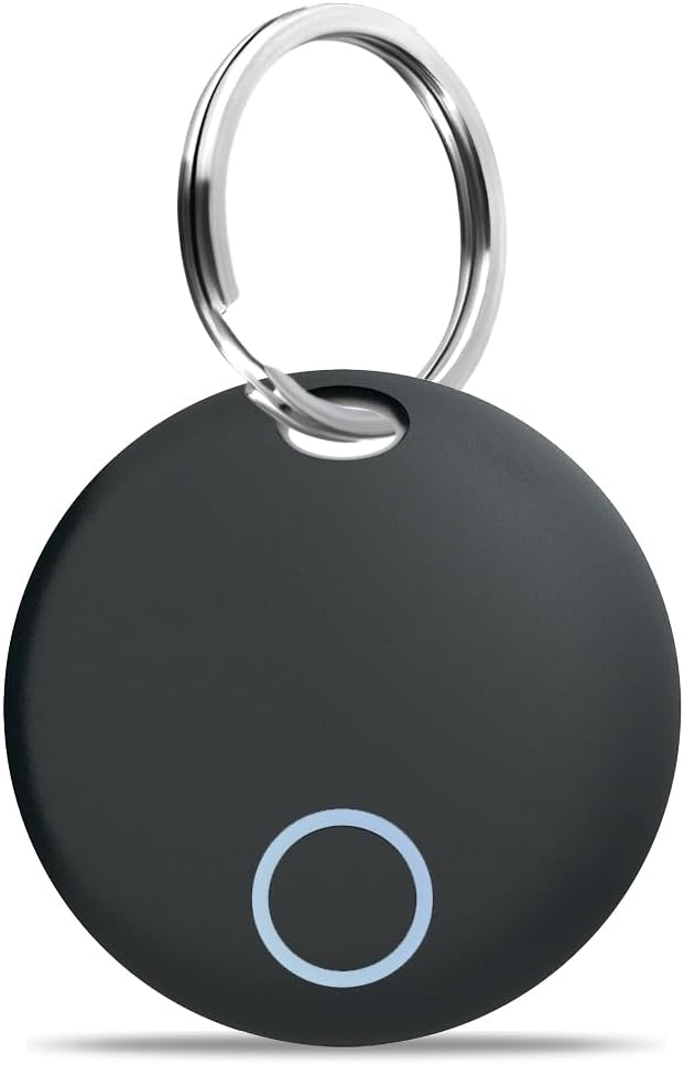 Key Finders, Luggage Tracker Tag Works with Find My (iOS only), Item Locator for Keys, Wallet, Suitcase,Bicycle and More, Replaceable Battery, IP67 Waterproof, Black, 1 PACK