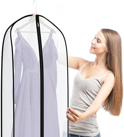 Zilink Breathable Dress Bags for Gowns Long 72” Wedding Dress Storage Bags Silky Dress Bags for Closet Storage with 7" Gussted Wrinkle Free for Long Evening Dresses Puffy Dress Storage, Set of 2