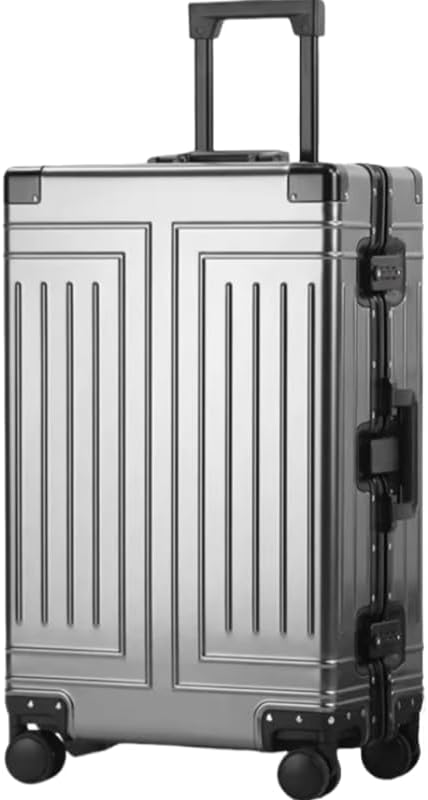 All Aluminum Carry On Luggage，Cut from Whole Aluminum Sheet，22x14x9 Airline Approved ，（3rd Generation，Premium Metal zipperless suitcase ） (grey, 26inch)