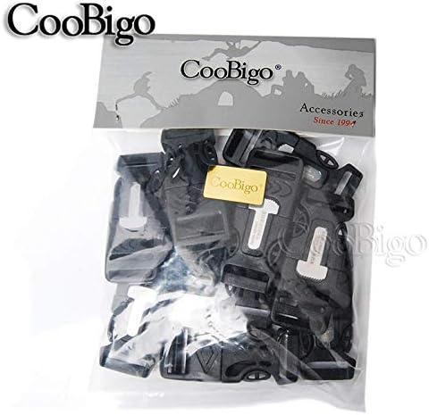 10Pack 3/4" (19mm) Fire Starter Survival Whistle Buckle Flint Scraper for Paracord Bracelet Key Lanyard Ourdoor Hiking Camping Backpack Bag Pets Collar DIY Travel Kits