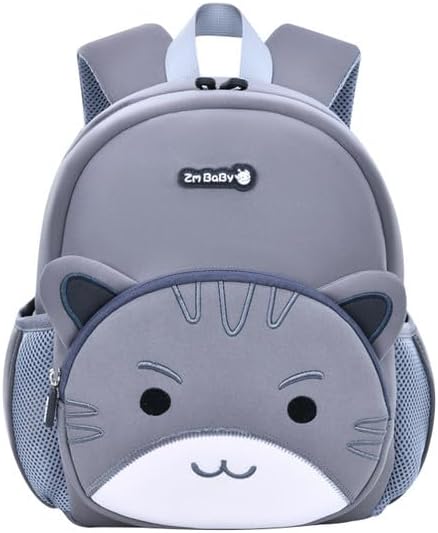 Padgene Toddler Backpacks Kids Preschool Backpack Waterproof Neoprene Animal Schoolbag Lunch backpack 3D Cartoon Cat Mini Travel Bag for Boys Girls Ages 3-5