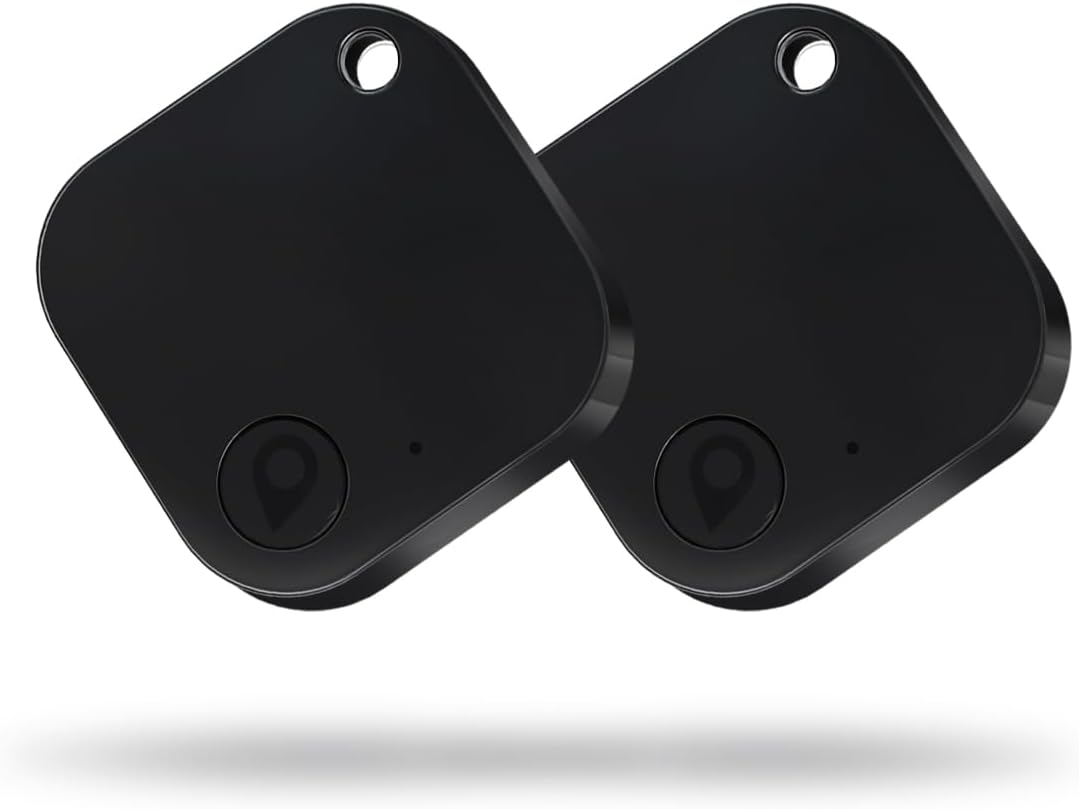 Bluetooth Tracker Tag 2 Pack, Work with Apple Find My (iOS Only, Not for Android), Item Finder for Keys, Backpack, Suitcase, Wallet, Luggage, Black