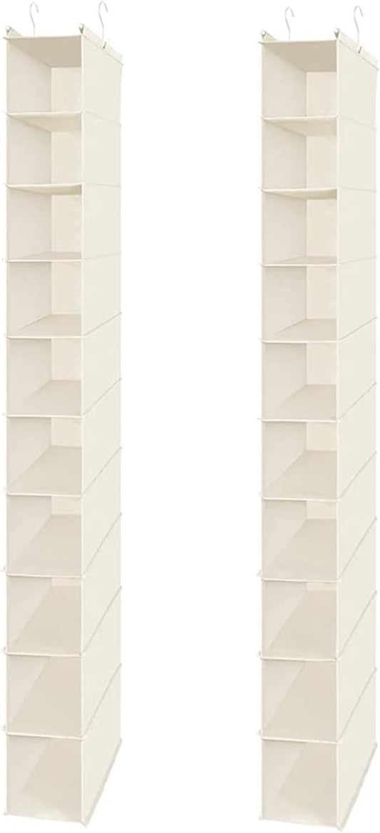 MAX Houser 10-Shelf Hanging Shoe Shelf Organizer, Hanging Shoe Storage for Closet,Pack of 2(Beige)