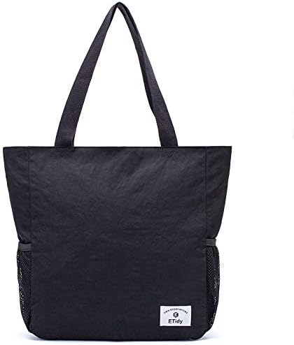 ETidy Large Capacity Foldable Tote Bag With Zipper Water-resistant SandproofWomen Beach Bag Handbag GymBag Travel ShoppingBag