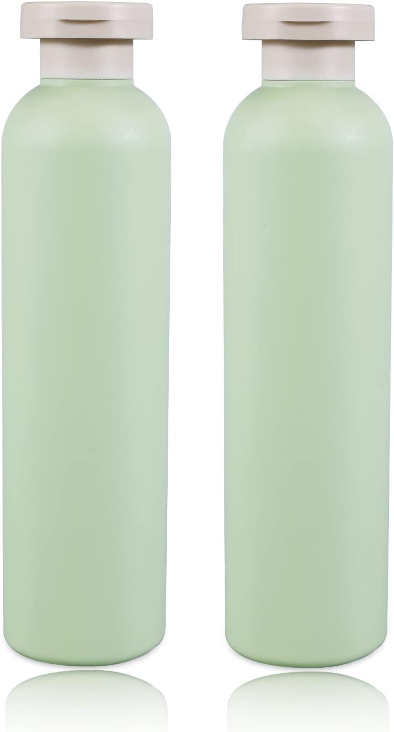 13.5oz Squeeze Bottles with Flip Cap, Refillable Plastic Travel Bottles for Creams, Lotion, Shampoo, Conditioner (2 Pcs)