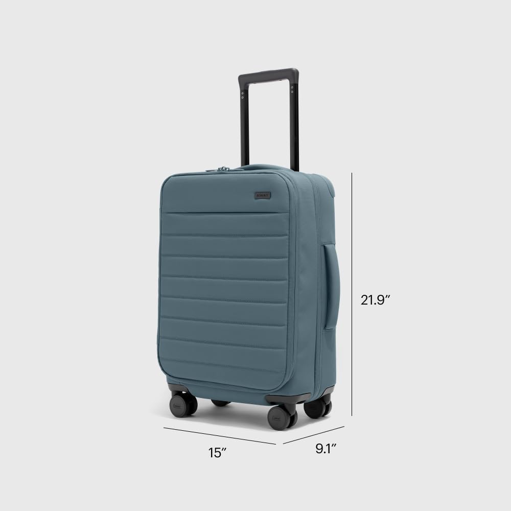 Away Softside Carry-On Suitcase, 22 Inch Lightweight, Expandable High-Strength Nylon Luggage With Spinner Wheels, Meets Requirements for Most Major Airlines, Coast Blue
