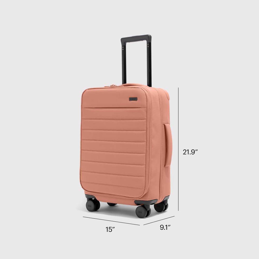 Away Softside Carry-On Suitcase, 22 Inch Lightweight, Expandable High-Strength Nylon Luggage With Spinner Wheels, Meets Requirements for Most Major Airlines, Clay Pink