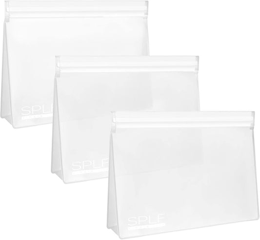 SPLF 3 Pack Leakproof Clear Toiletry bags, TSA Approved Quart Size Zipper Bags, BPA Free Travel Makeup Cosmetic Bags for Women Men, Carry on Airport Airline Compliant Bags-White