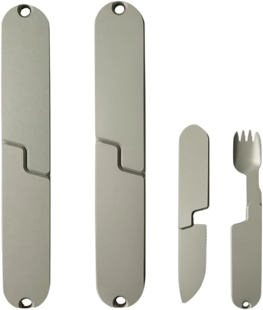 2-in-1 Camping Utensil Set – Knife Fork Combo for Picnic, Portable Outdoor Travel Flatware
