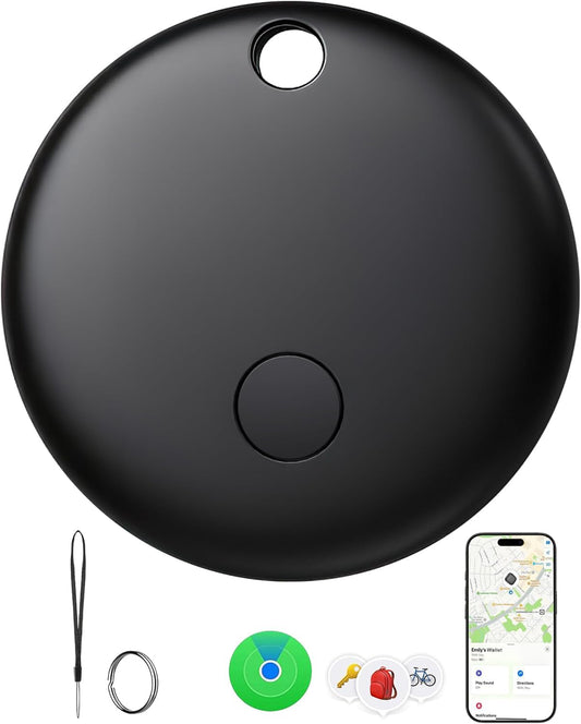 Tracker Tags-1 Pack, Pet Trackers, Item Locator Tags Works with Apple Find My | iOS Only | Replaceable Battery | Water-Resistant(1 Black)
