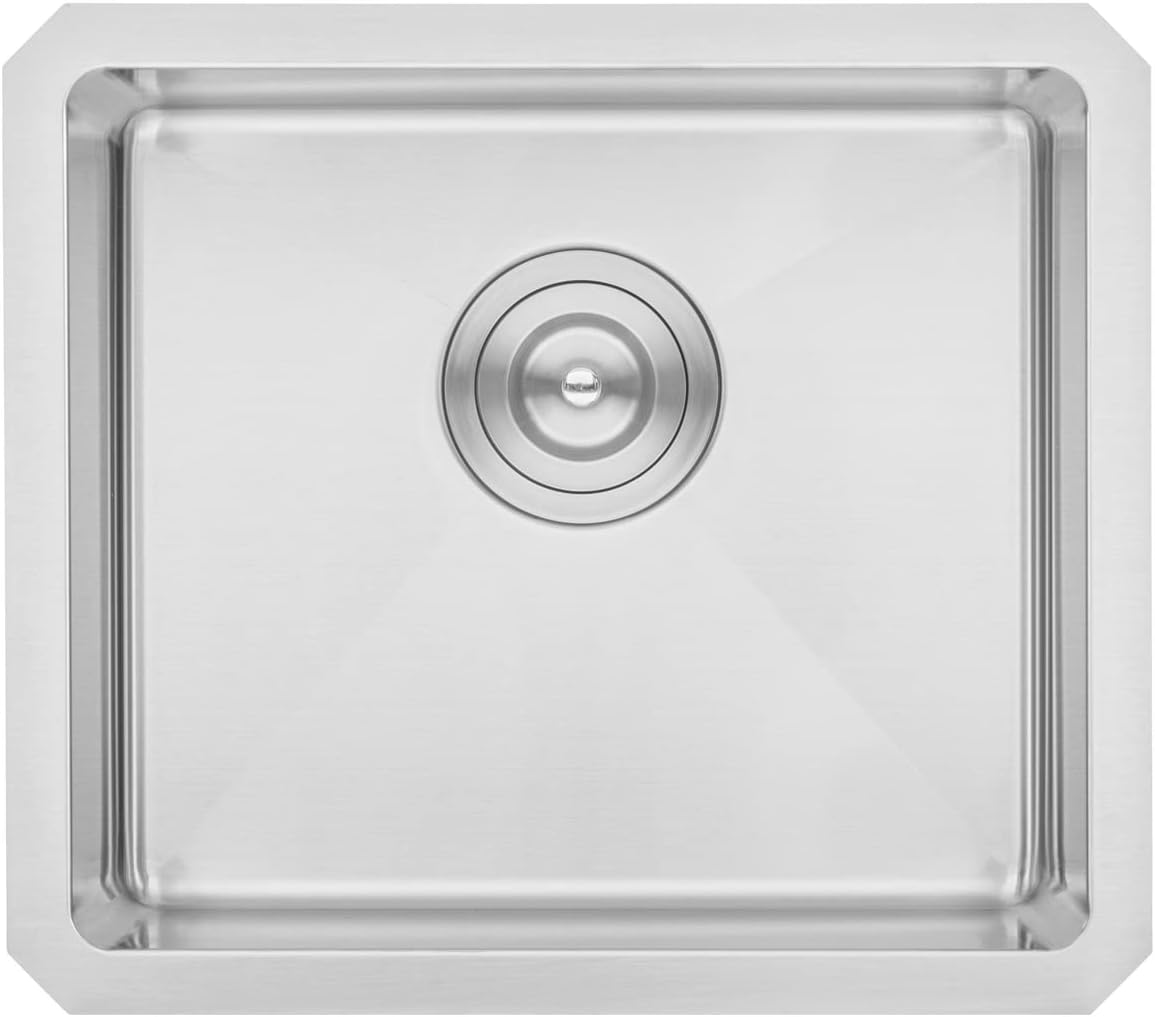 17 in. x 15 in. x 9 in. 16-Gauge Stainless Steel Undermount Single Bowl Bar Prep Kitchen Sink with Strainer