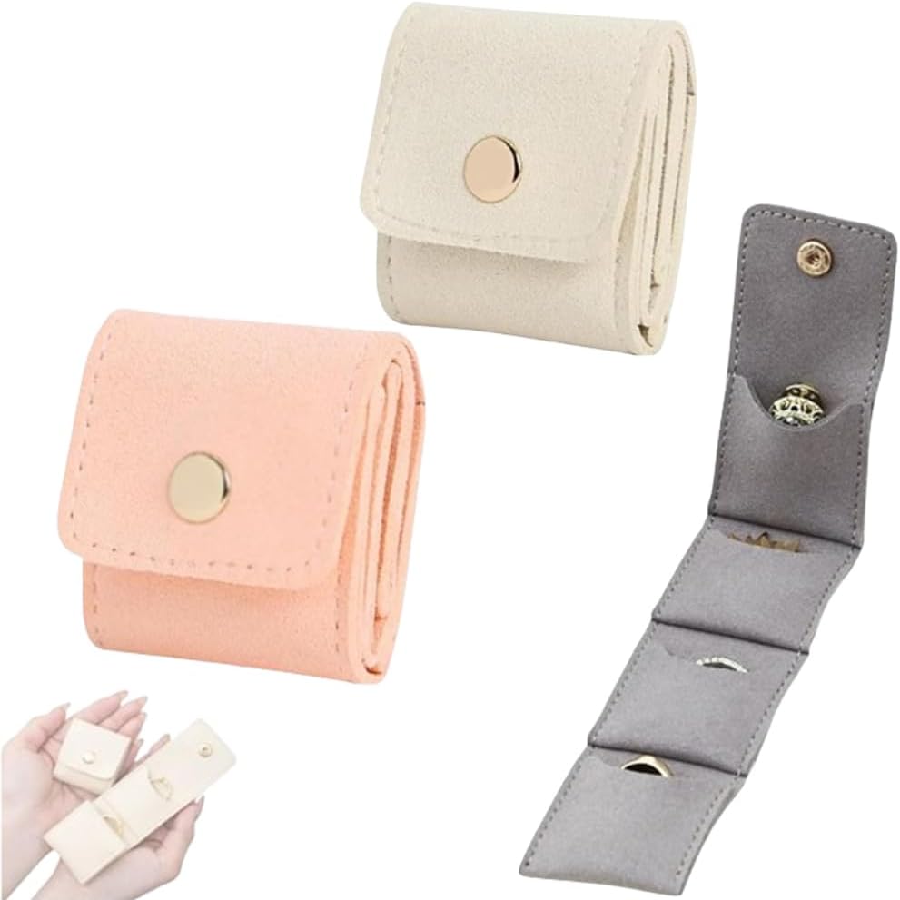 Mini Travel Jewelry Bag, 2025 New Travel Jewelry Case Organizer, Portable Foldable Compartment Auxiliary Mini Travel Jewelry Roll Bag With Buckle For Small Jewelry Earrings, Rings, Necklaces (D)