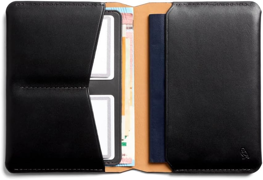 Bellroy Passport Cover (slimline travel wallet/pouch with card slots and space for cash plus travel documents) - Black