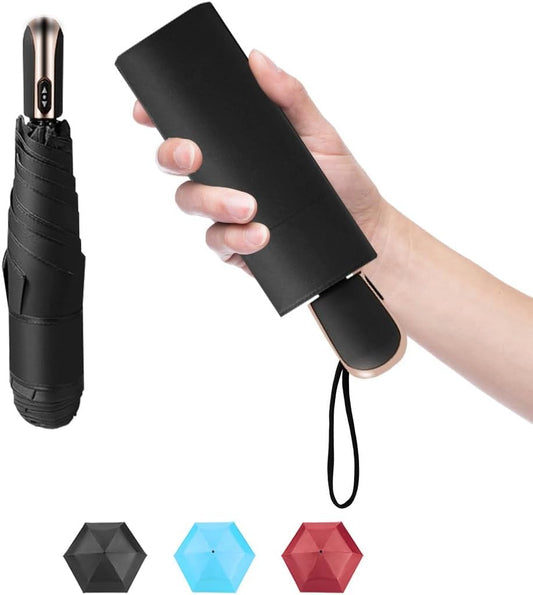 Goothdurs Mini Travel Compact Automatic Umbrella Small Lightweight Folding Rain Windproof Auto Open/Close Purse Umbrellas for Women Men