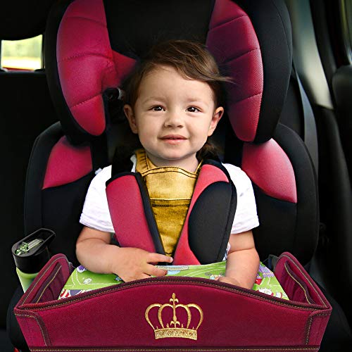 Coolmum Kids Travel Tray, Toddler Car Seat Tray, Double Sided Activity Organizer, Snack Lap Tray, Baby Stroller Table, Airplane Play Table, Waterproof and Foldable (Premium Red)