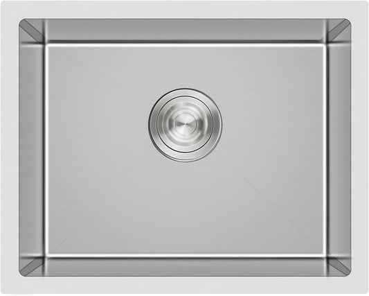 20 x 16 Inch Undermount Kitchen Sink, 304 Stainless Steel Single Bowl Small Kitchen Bar Sink Undermount, Brushed Nickel