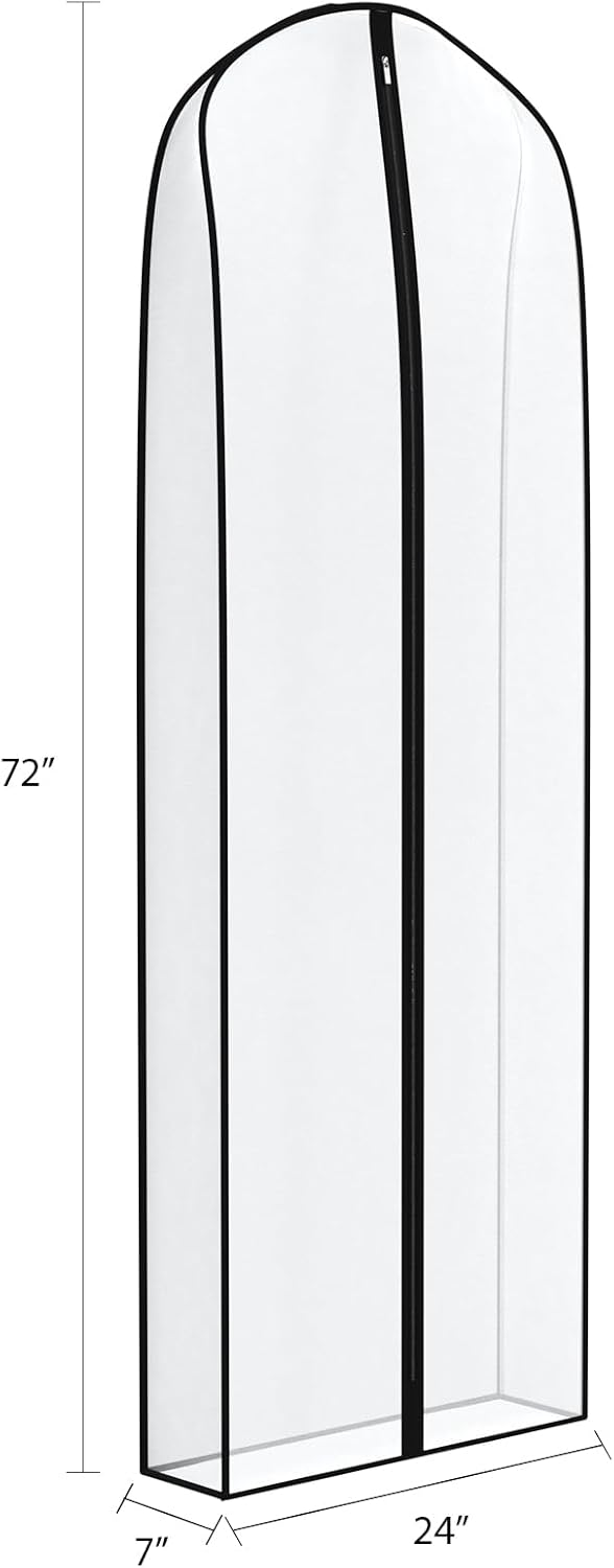 Zilink Breathable Dress Bags for Gowns Long 72” Wedding Dress Storage Bags Silky Dress Bags for Closet Storage with 7" Gussted Wrinkle Free for Long Evening Dresses Puffy Dress Storage, Set of 4