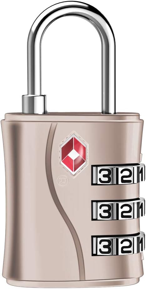 ZHEGE TSA Approved Locks, Luggage Locks, 3 Dial TSA Lock for Suitcases, Backpack, Baggage (Rose Gold)