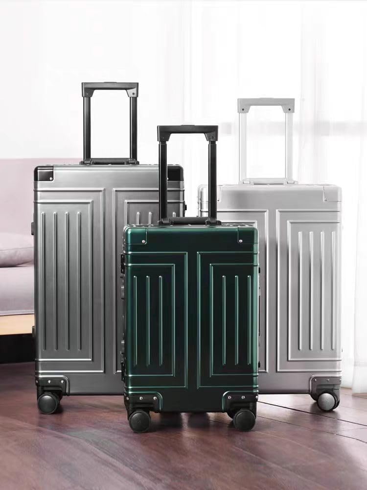 All Aluminum Carry On Luggage，Cut from Whole Aluminum Sheet，22x14x9 Airline Approved ，（3rd Generation，Premium Metal zipperless suitcase ） (green, 20inch)