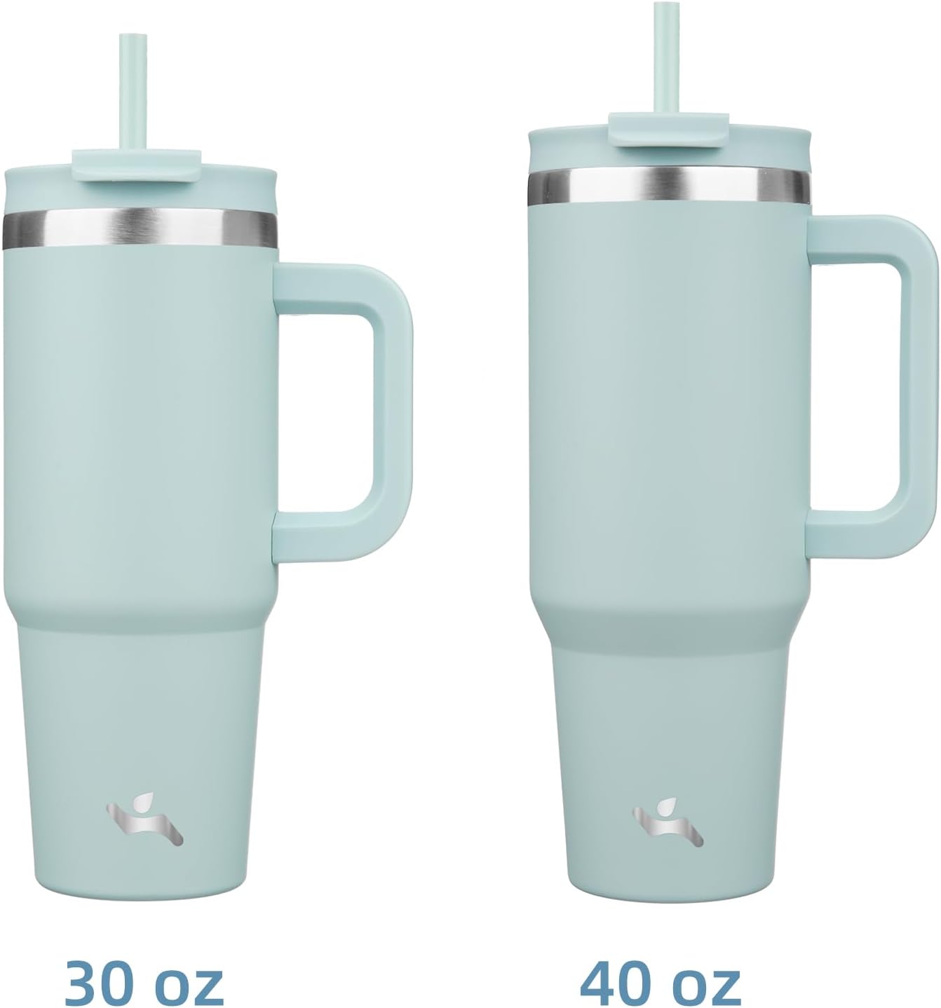 30 oz Tumbler with Handle and 2 Straws,2 in 1 Lid Insulated Water Bottle Stainless Steel Travel Coffee Mug,Blue Haze