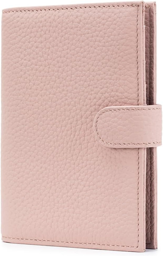 Leather RFID Slim Passport Holder for Travel Women – Passport Wallet for Men with Passport Cover & 3 Card Slots, Zippered Coin Pocket, Cash Holder – Travel Organizer Gift Box (Pink)