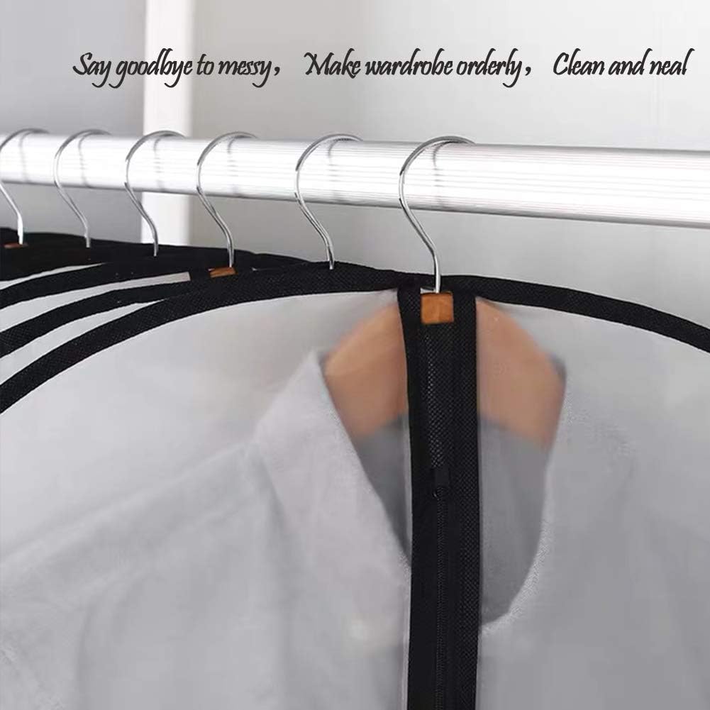 Hanging Garment Bag Breathable Clothes Covers with Zip (Set of 12) Covers Bags Dress Bag Covers Garment Bags Mens Dust Cover for Wardrobe Storage and Travel (Black, 24'' x 60'')