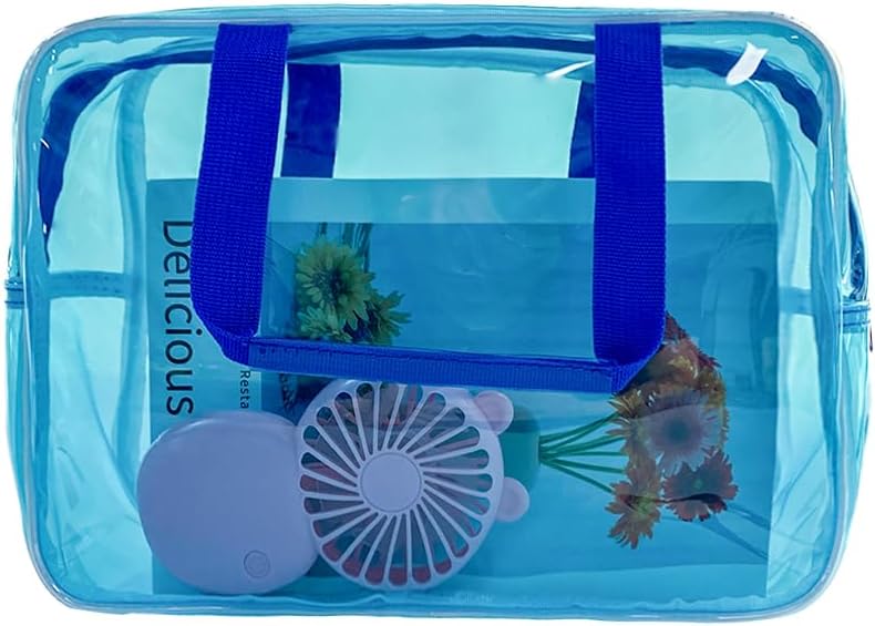 Travel Clear Cosmetic Bag, Toiletry Carry Pouch Makeup Artist Bag, Waterproof Multifunction Toiletry Bag with Zipper Handle Straps, Tote Bag Sky Blue