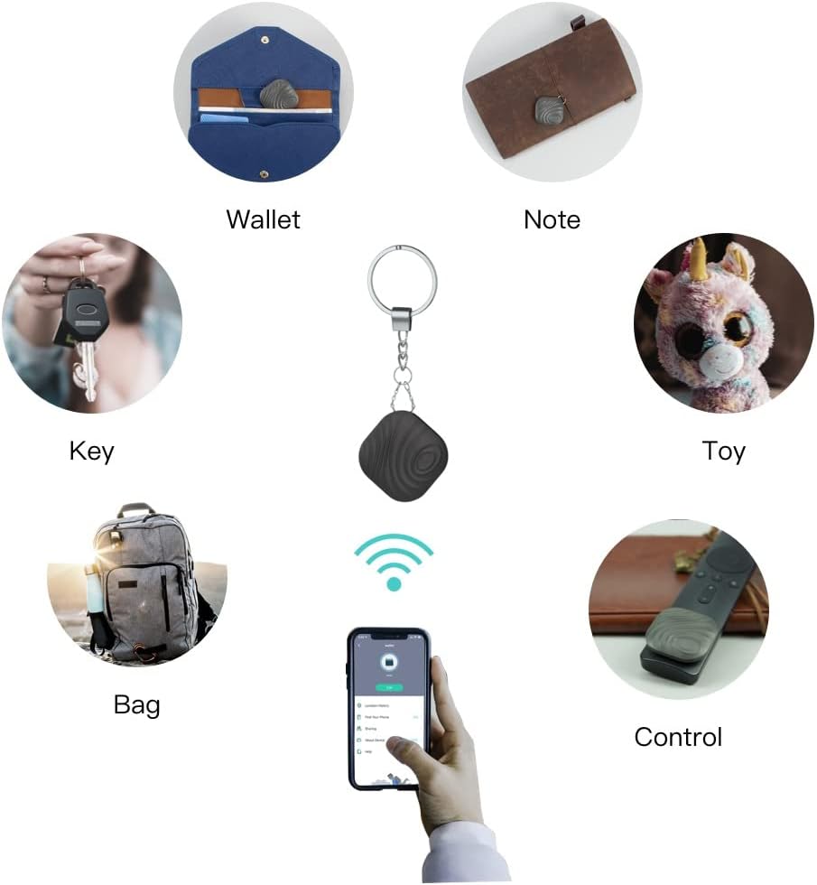 Key Finder 4-Pack, Bluetooth Tracker Item Locator with Key Chain - Both iOS and Android Compatible for Keys Pet Wallets or Backpacks and Tablets