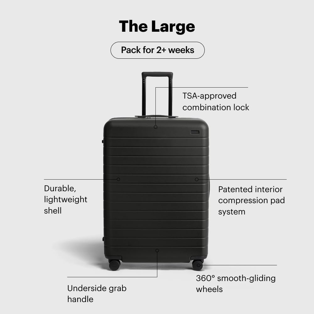 Away Large Checked Luggage, 29 Inch Hardside Suitcase with Spinner Wheels, Lightweight & Durable, TSA Lock, Jet Black