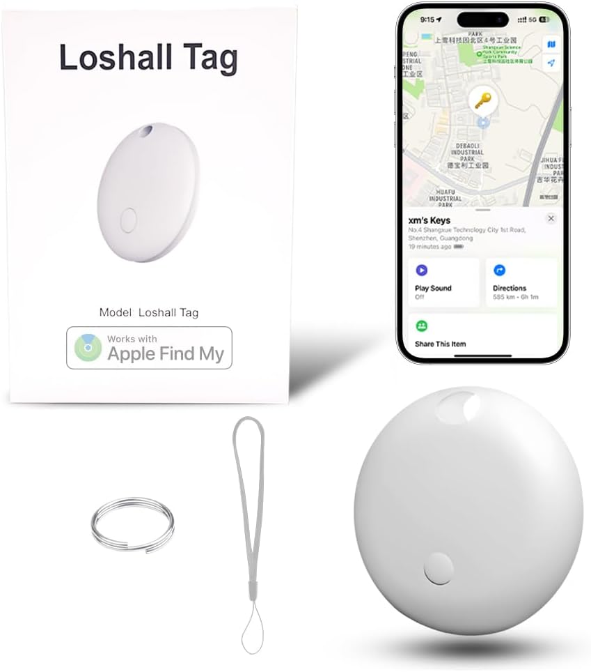 Smart Tag Tracker Works with Apple Find My, IP65 Waterproof and Replaceable Battery, Bluetooth Tracker Item Locator for Key Pet Wallet Backpack Luggage, 1 Pack, White (Not for Android or Huawei)