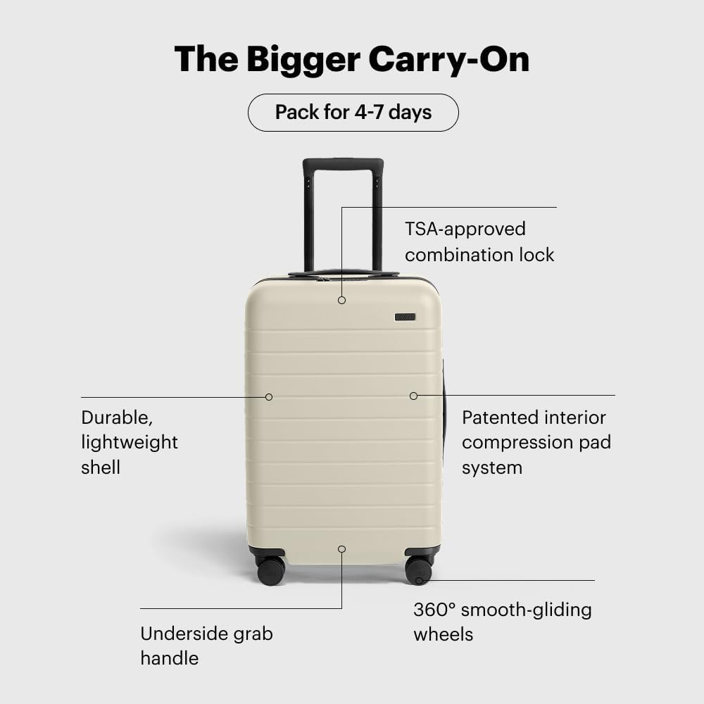 Away Bigger Carry-On Luggage, Lightweight Hardside Large Suitcase with Spinner Wheels, TSA Lock, Airline Approved, Salt White Matte
