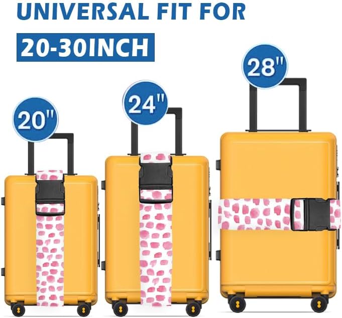 Luggage Straps for Suitcases Travel Belt Accessories, Cute Suitcase Strap, Adjustable Luggage Belt Strap, Heavy Duty with Quick-Release Buckle Luggage Strap Pink Polka Dots