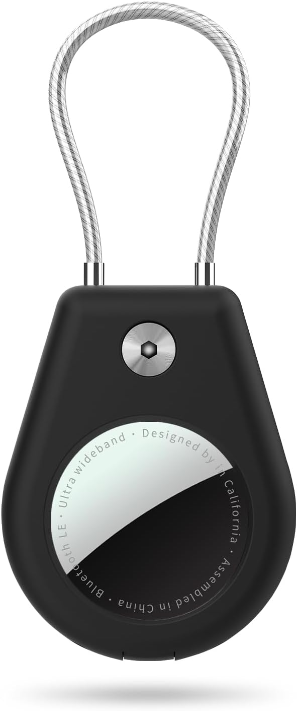 Protect Case Compatible with Apple AirTag, Secure GPS Tracker Holder with Wire Cable Shockproof & Anti-Theif Suitable for Keychain, Keys, Luggage, Bags and Kids
