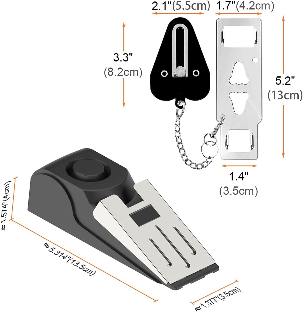 2 Packs Portable Door Stop Alarm & Door Lock, Upgraded Home Security Door Locker Devices Pocket Door Stopper Self Defensey Tools for Hotel Travel Home Apartment House