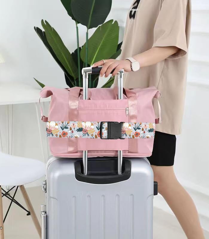 Luggage Straps for Suitcases Travel Belt Accessories, Cute Suitcase Strap, Adjustable Luggage Belt Strap, Heavy Duty with Quick-Release Buckle Luggage Strap Blue Beautiful Flower