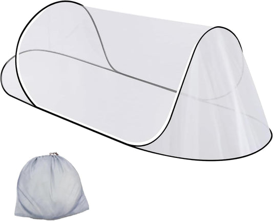 200 * 80 * 56 Large Size Mosquito Net Ultra Light Pop-up Foldable Mosquito Net Suitable for Camping Travel Terrace Bed Portable Easy and Quick Installation (1 pcs) (White)