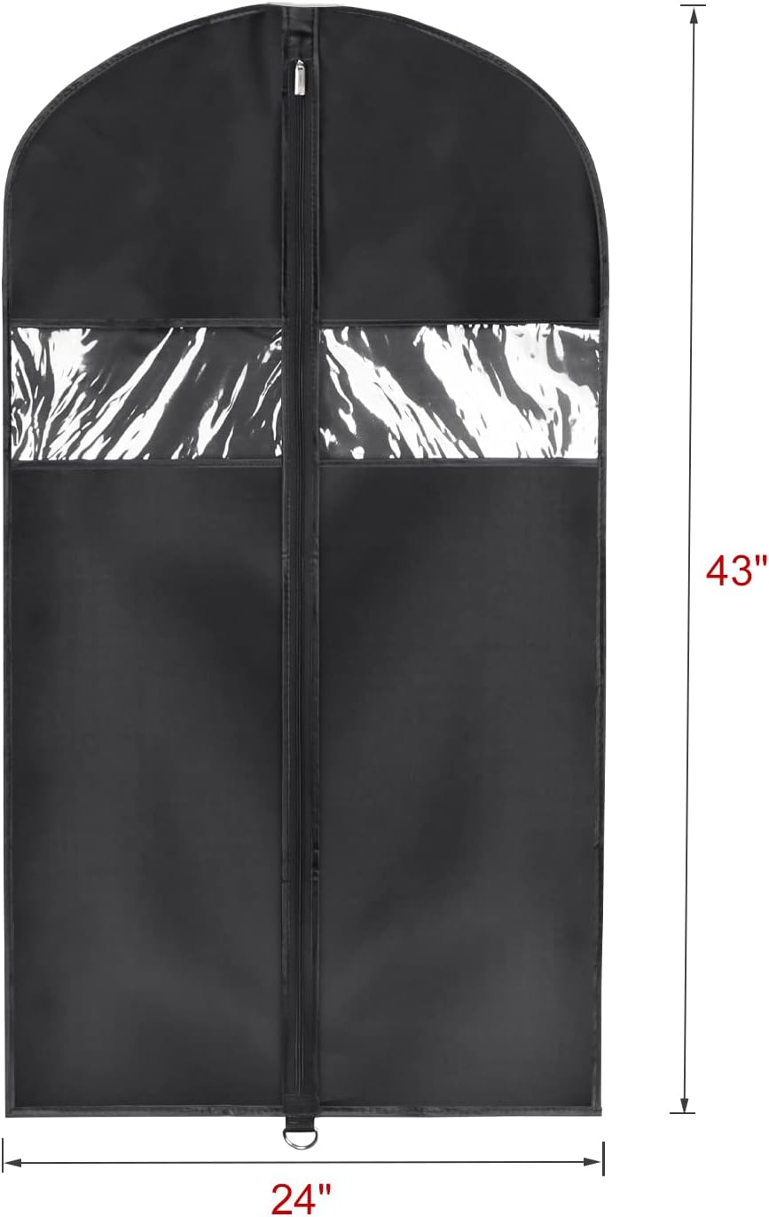 Univivi Garment Bag Suit Bag for Storage and Travel 43 inches, Lightweight Study Full Zipper Washable Suit Cover for Dresses, Suits, Coats, Set of 3