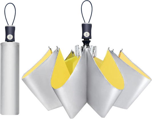 Cuby UV Sun Umbrella Compact Folding Umbrella lightweight Portable Manual Travel Umbrella for Rainproof & 99% UV Protection with Black Anti-UV Coating