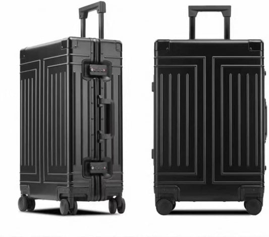 All Aluminum Magnesium Carry On Luggage，Cut from Whole Aluminum Sheet，22x14x9 Airline Approved ，（3rd Generation，Premium Magnesium Metal zipperless suitcase ） (black, 26inch)