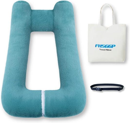 Travel Pillow Upgraded Version of Aircraft Travel Neck Pillow with Storage Bag, Sleep Pillows for Travel by Train, Car, or Plane, Supporting The Head and Body, Travel Pillow for Kids