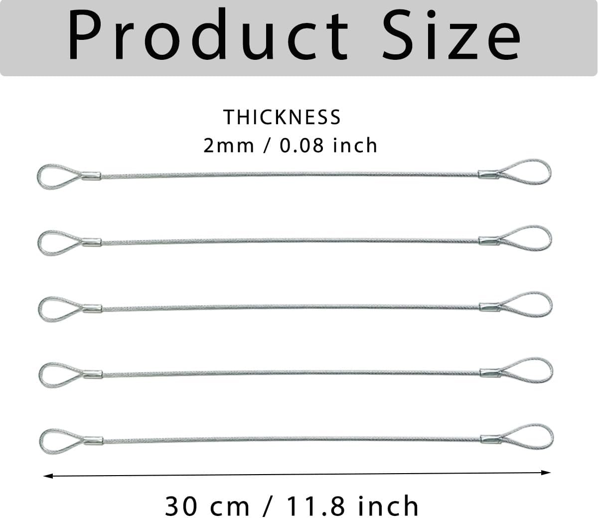 10 Pack Luggage Lock Safety Cable, Stainless Steel Cable with Loops, Stainless Steel Safety Cable, Safety Cable Lock, Braided Steel Coated Safety Cable Luggage Lock 2mm Thickness 12 inch Length