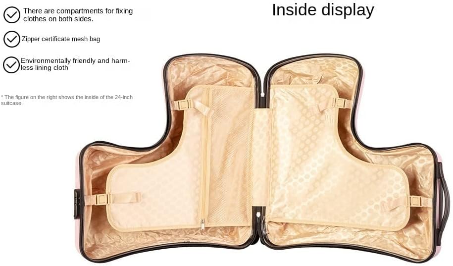 Travel Suitcases PC Kids' Luggage Suitcase with Wheels Ride-On Rolling Trolley Case Fits to Kid 6-12 Years Old (Checkd-24-Inch)