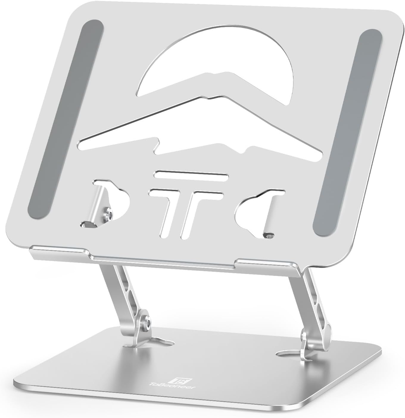 Laptop Stand Adjustable Laptop Holder for Desk, Foldable Laptop Riser Portable Computer Stand Compatible with MacBook, Lenovo, HP and All Laptops up to 15.6 inches Silver