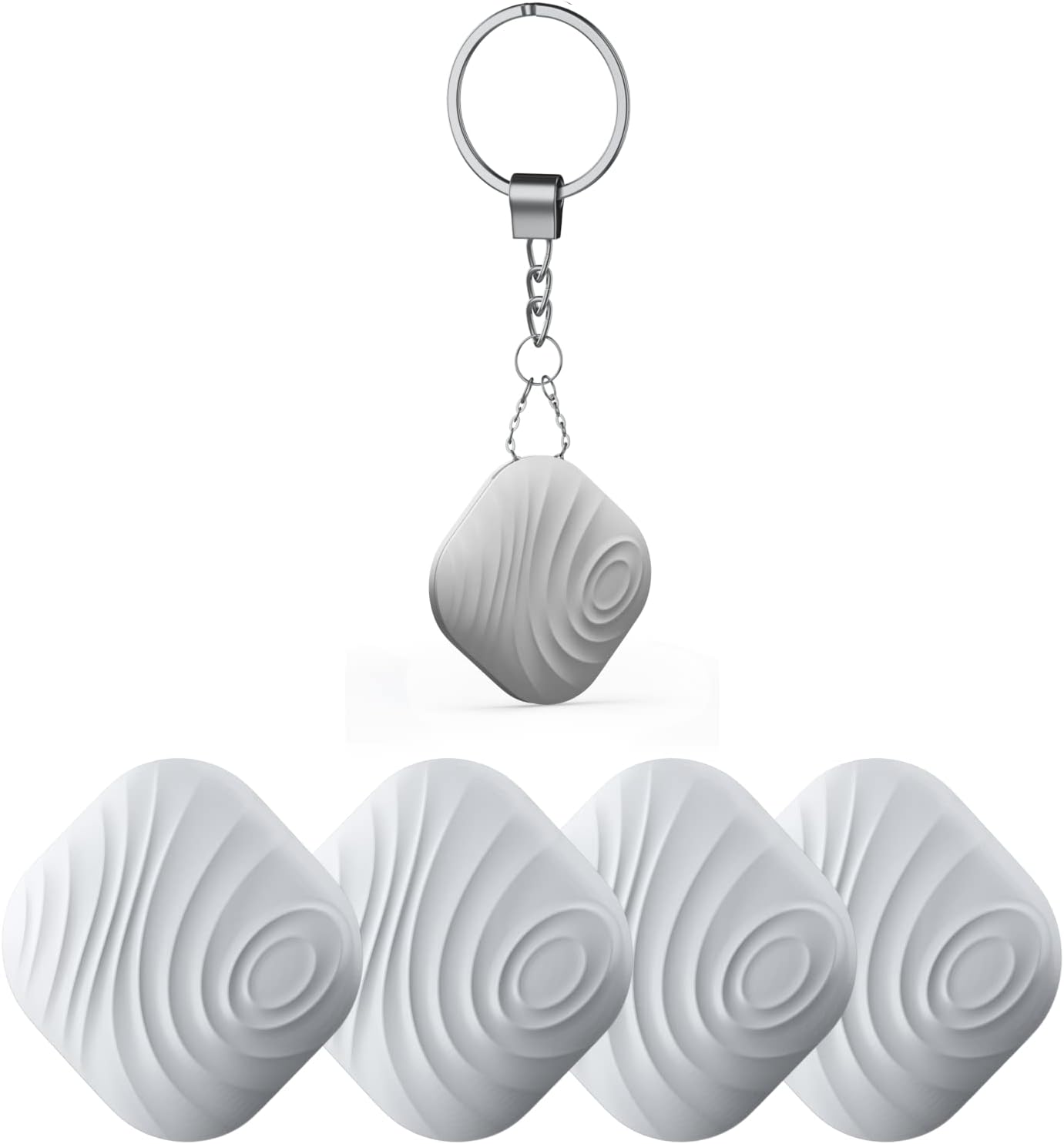 Key Finder, Bluetooth Tracker Item Locator with Key Chain for Keys Pet Wallets or Backpacks and Tablets, Batteries Include (Gray, 4 Pack)