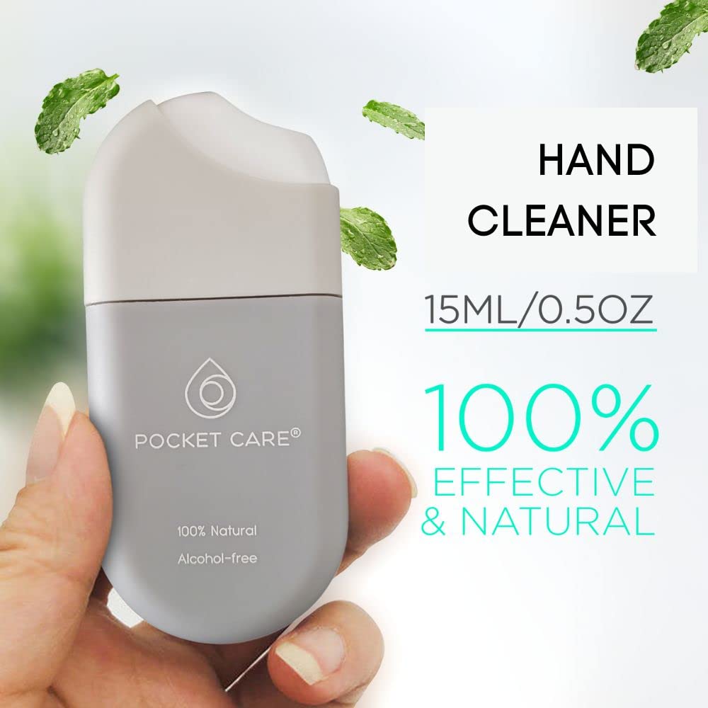 POCKET CARE | 2 Pack Peppermint Hand Cleanser Moisturizing Spray 1 Fl OZ- for Hands | Organic | Travel Size - Travel Accessories | 100% natural