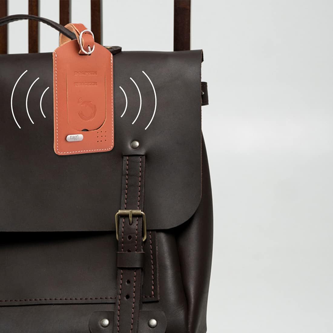 tag8 - Dolphin Smart Luggage Tracker for Suitcase, Backpack and More, Android and iOS Compatible, Genuine Leather BLE-Enabled Tracker Tag, Alternative to GPS Tracker, 2 Pieces, Tan