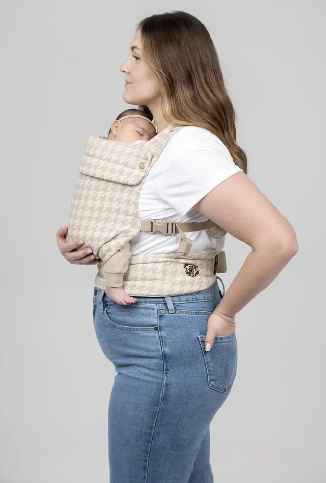 Mabē Monarch Ergonomic Baby Carrier – Premium Cotton Soft Structured Newborn to Toddler Carrier with Hip-Healthy Design, 3 Carry Positions (7-35lbs), Lightweight & Breathable, (Houndstooth)