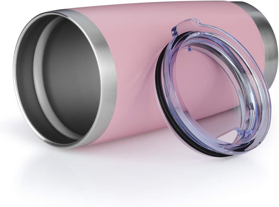 20oz Tumbler Stainless Steel Vacuum Insulated Mug with Lid, Double Wall Travel Mug, Durable Powder Coated Coffee Cup, Suitable for Ice Drinks and Hot Beverage (Pink 12pack)